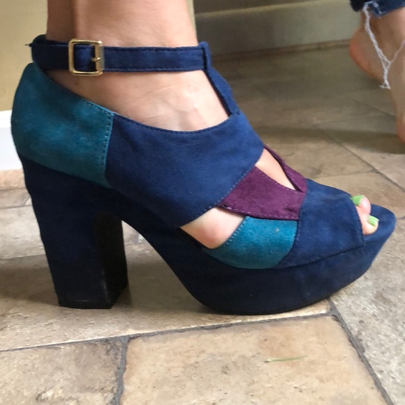color block platform heels